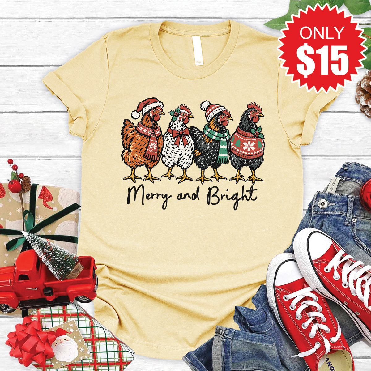 Merry and Bright Tee - Heather French Vanilla - 15 product image 1
