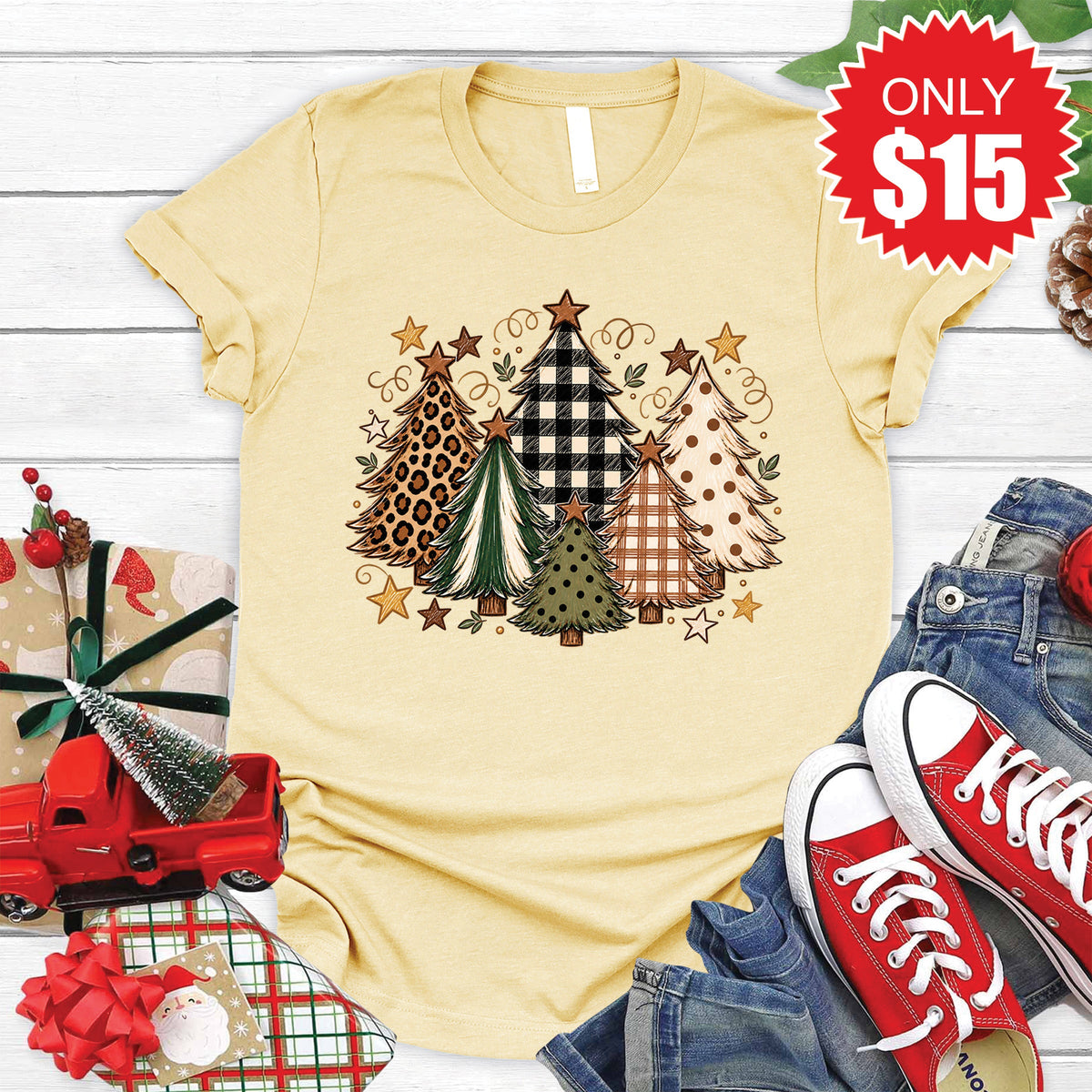 Christmas Trees Tee - Heather French Vanilla - 15 product image 1