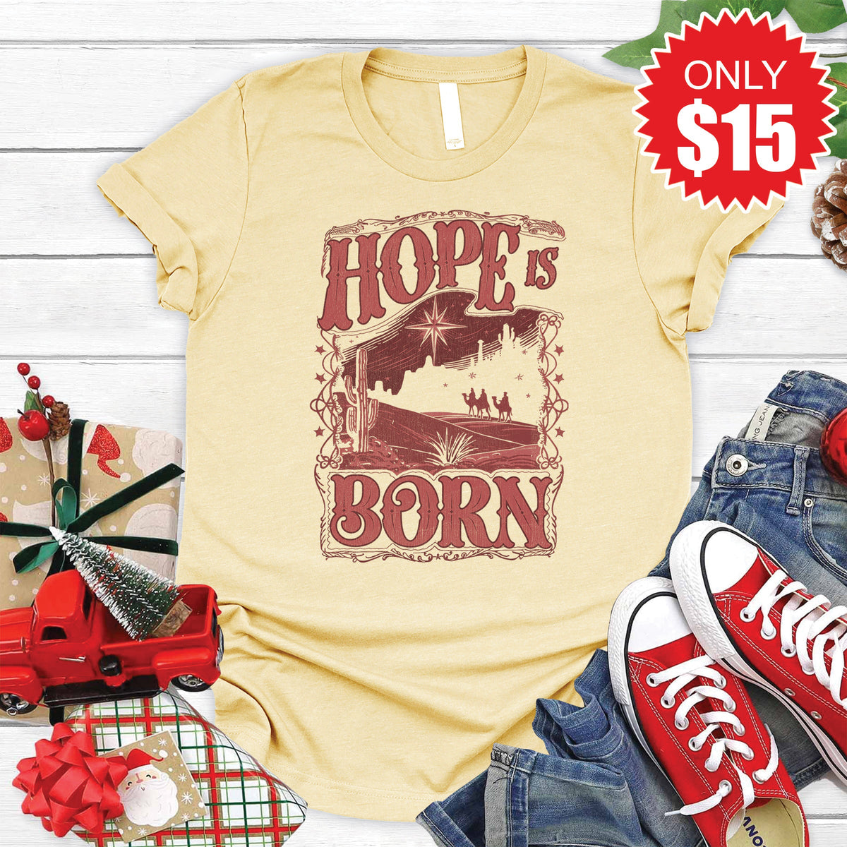 Hope Is Born Tee - Heather French Vanilla - 15 product image 1