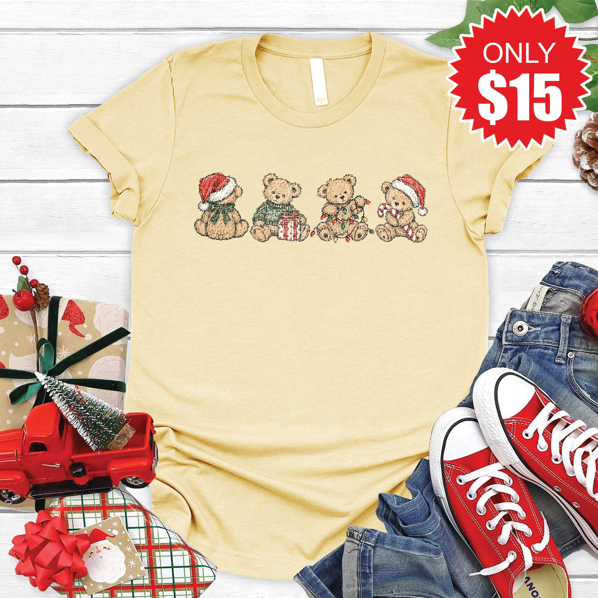 Christmas Bears Tee - Heather French Vanilla - 15 product image 1