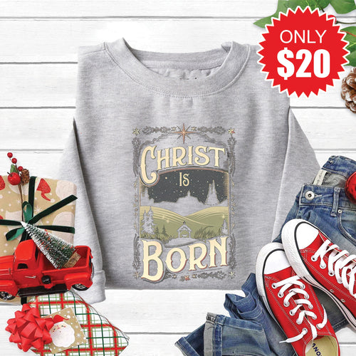Christ Is Born Sweatshirt - Heather Grey - 20 product image 1