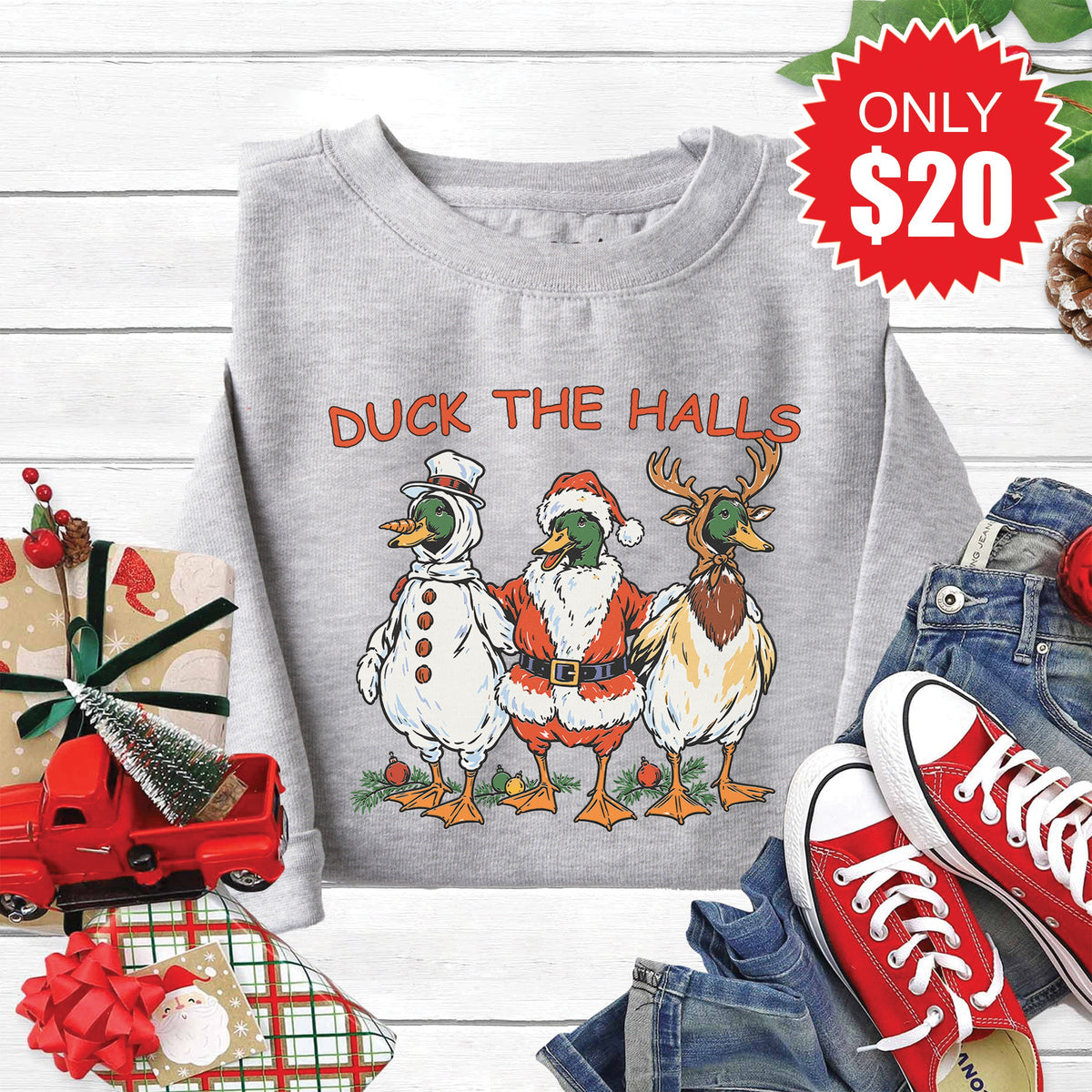 Duck The Halls Sweatshirt - Heather Grey - 20 product image 1
