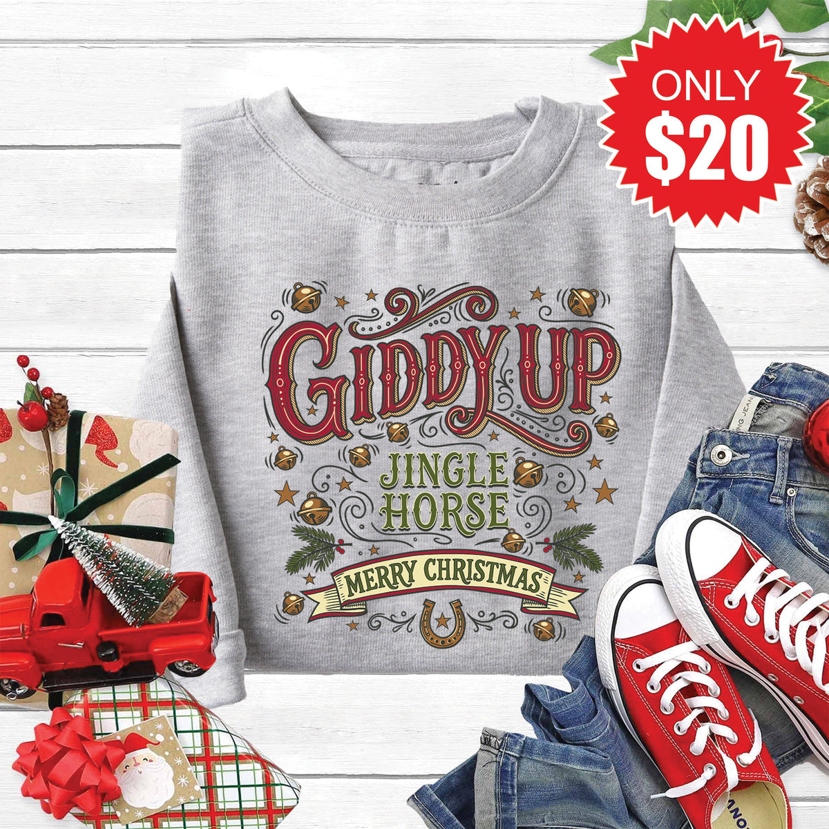 Jingle Horse Sweatshirt - Heather Grey - 20 product image 1