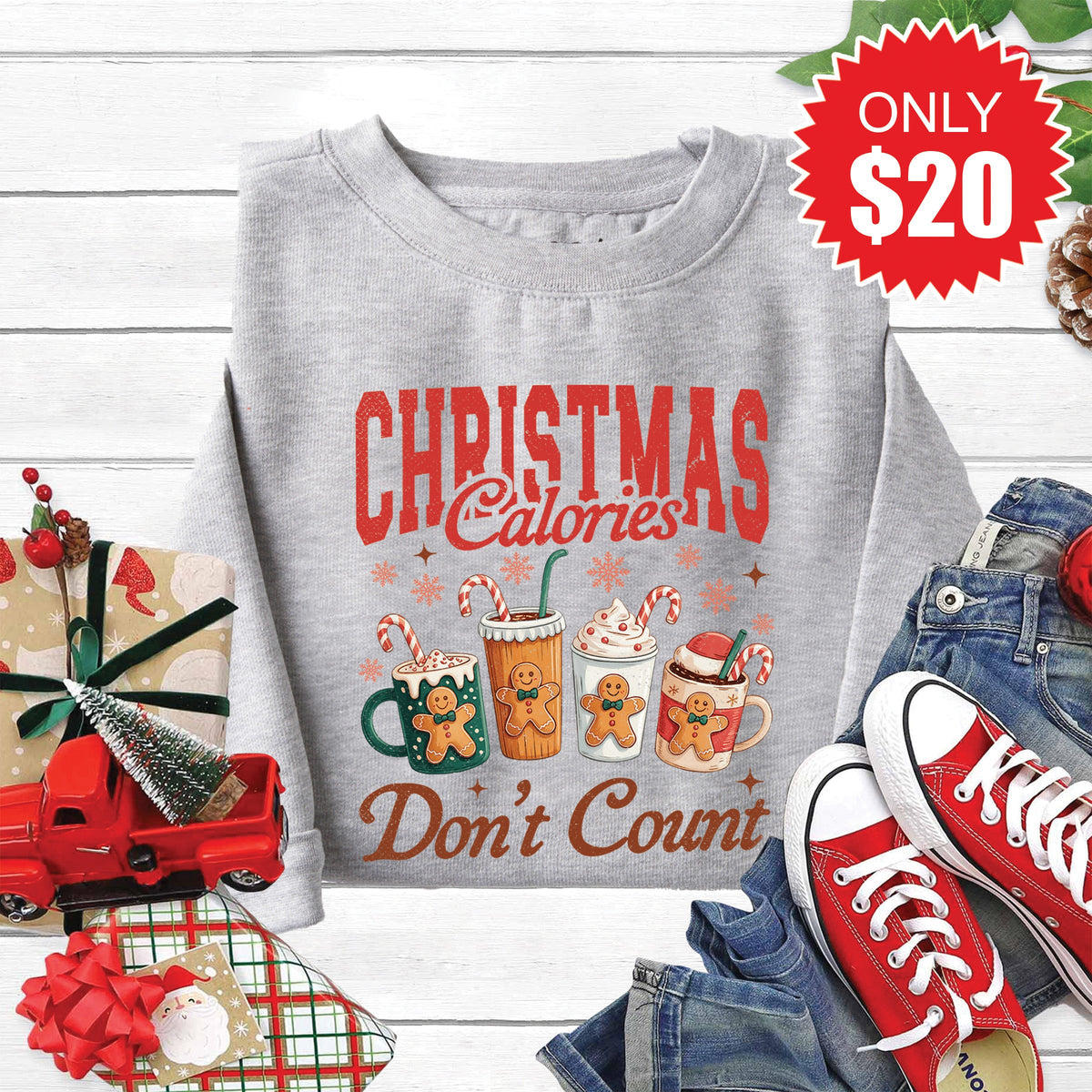 Christmas Calories Sweatshirt - Heather Grey - 20 product image 1