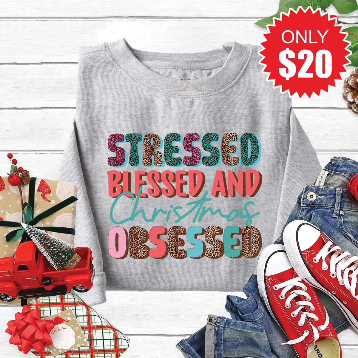 Christmas Obsessed Sweatshirt - Heather Grey - 20 product image 1