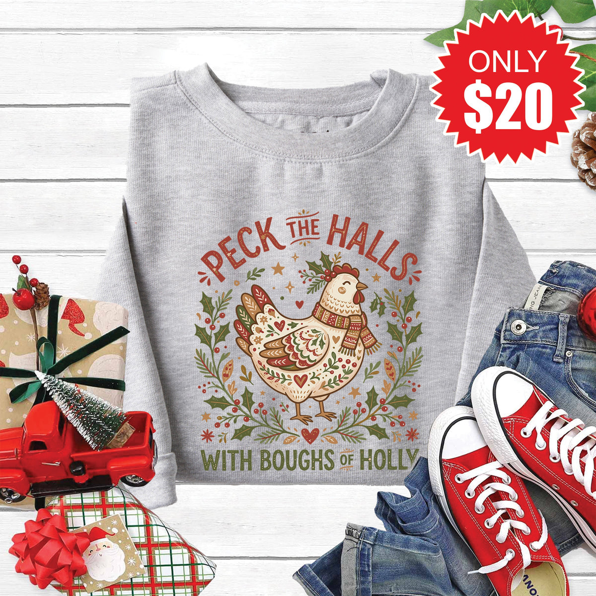 Peck the Halls Sweatshirt - Heather Grey - 20 product image 1