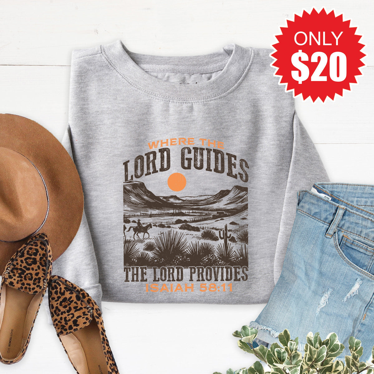 Where The Lord Guides Sweatshirt - Heather Grey - 20 product image 1