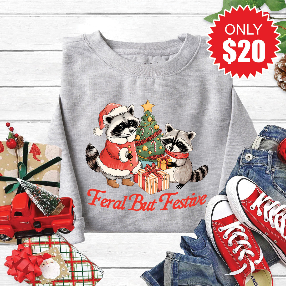 Feral But Festive Sweatshirt - Heather Grey - 20 product image 1