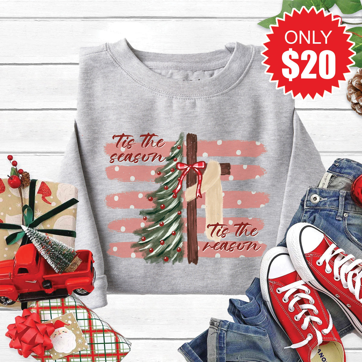 ‘Tis The Season & Reason Sweatshirt - Heather Grey - 20 product image 1
