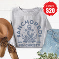 Anchored In Christ Sweatshirt - Heather Grey - 20 product image 1