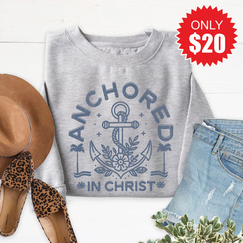 Anchored In Christ Sweatshirt - Heather Grey - 20 product image 1