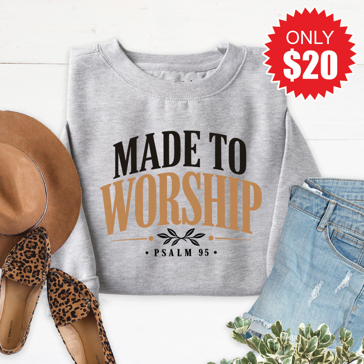 Made to Worship Sweatshirt - Heather Grey - 20 product image 1