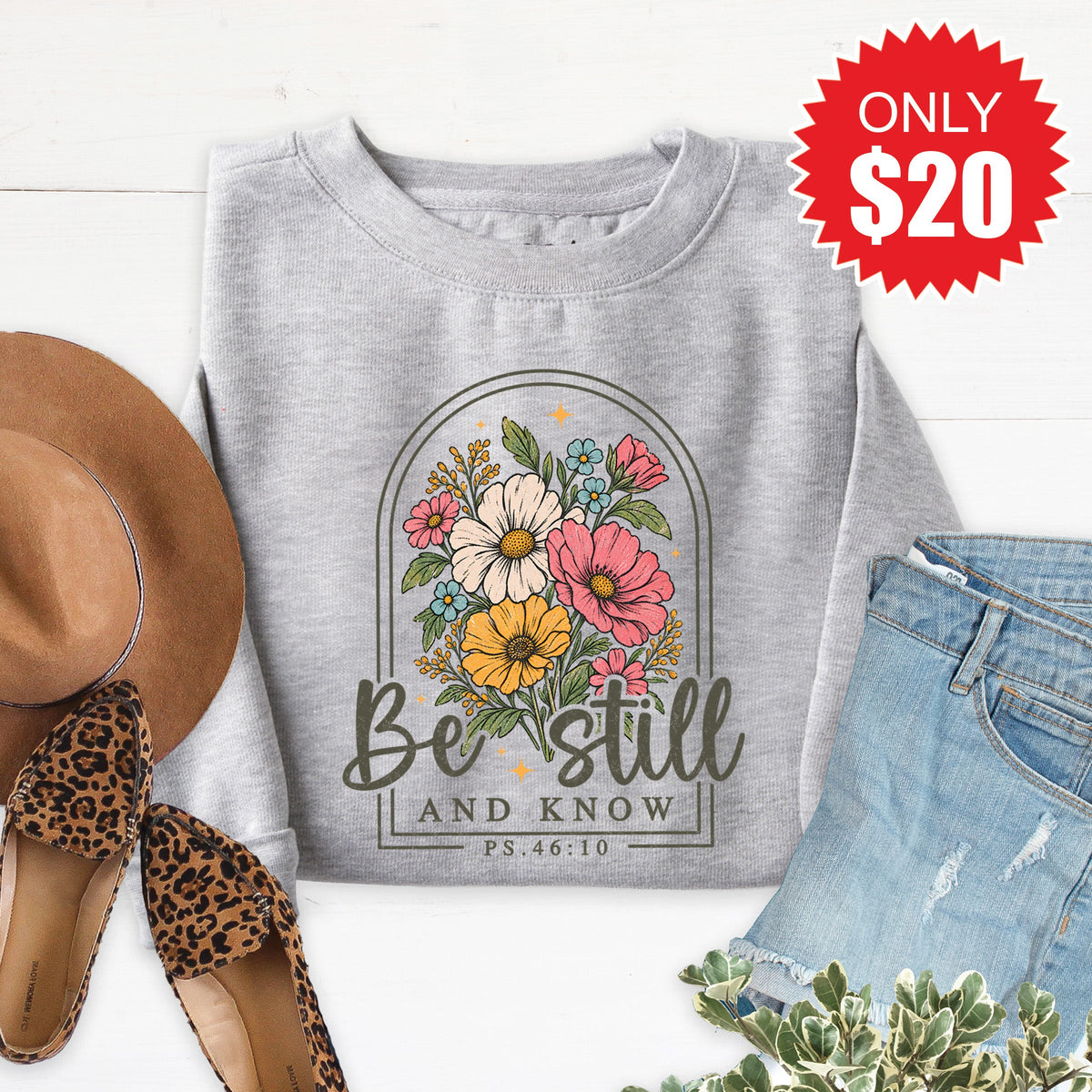 Be Still And Know Sweatshirt - Heather Grey - 20 product image 1