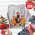 Christmas Chickens Sweatshirt - Heather Grey - 20 product image 1