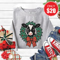 Christmas Cow Sweatshirt - Heather Grey - 20 product image 1