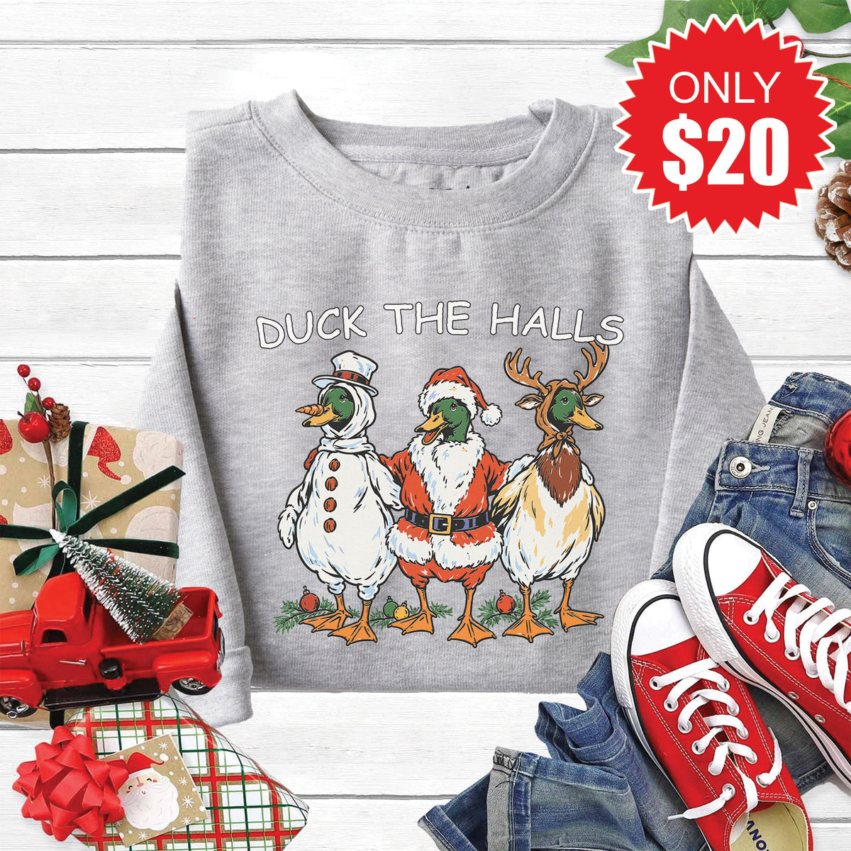 Duck The Halls Sweatshirt - Heather Grey - 20 product image 1