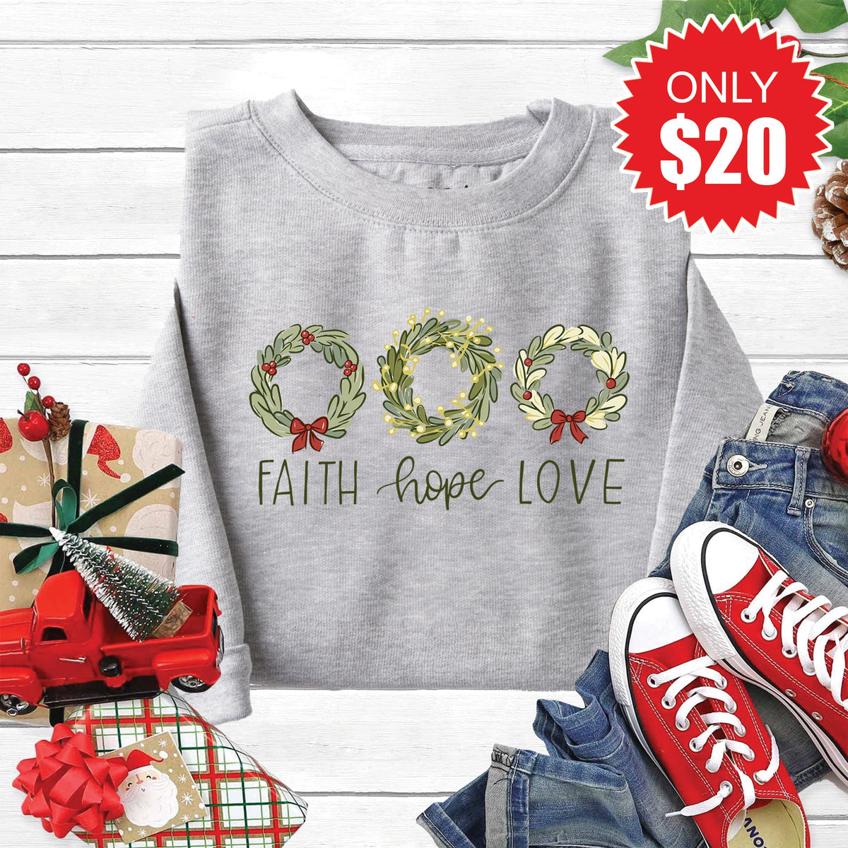 Faith Hope Love Sweatshirt - Heather Grey - 20 product image 1