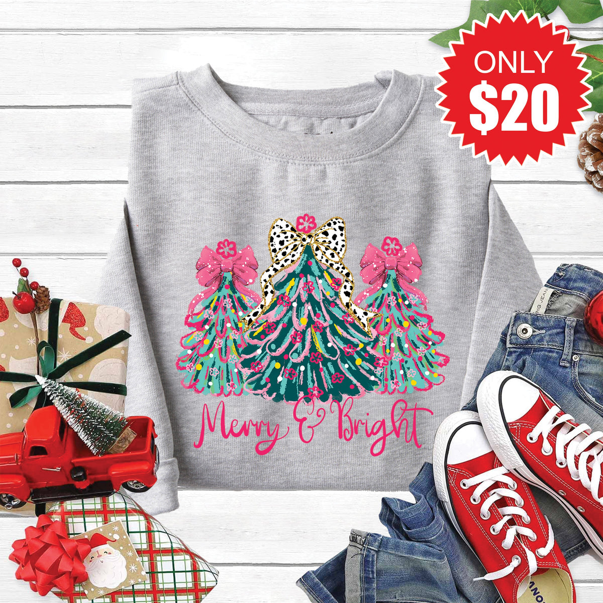 Merry and Bright Sweatshirt - Heather Grey - 20 product image 1