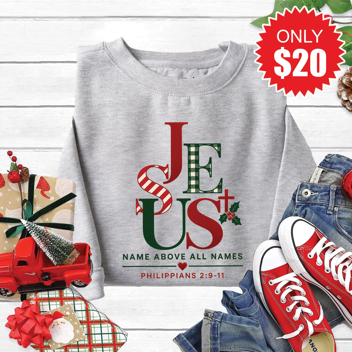 Name Above All Names Sweatshirt - Heather Grey - 20 product image 1