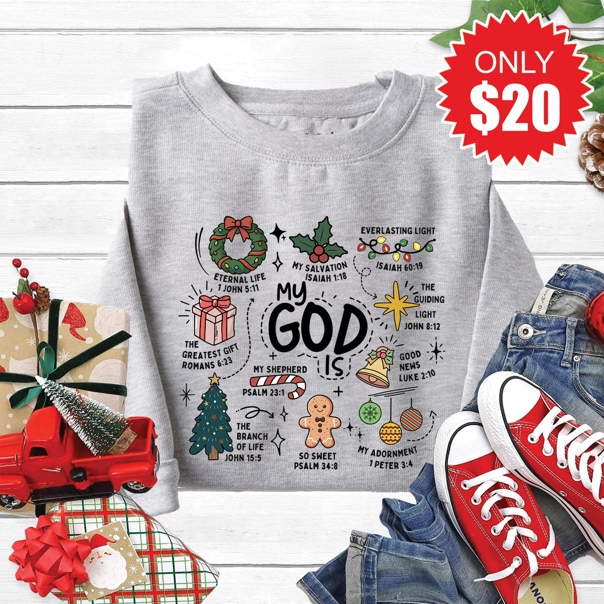 My God Is Sweatshirt - Heather Grey - 20 product image 1