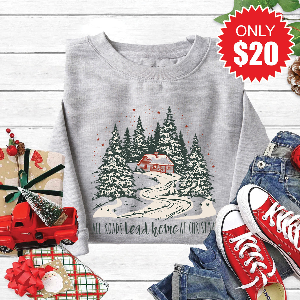 All Roads Lead Home Sweatshirt - Heather Grey - 20 product image 1