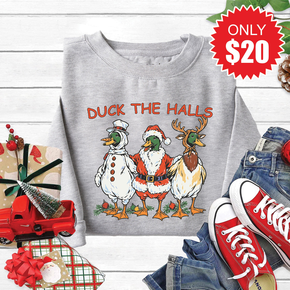 Duck The Halls Sweatshirt - Heather Grey - 20 product image 1