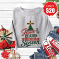 Jesus Is The Reason Sweatshirt - Heather Grey - 20 product image 1