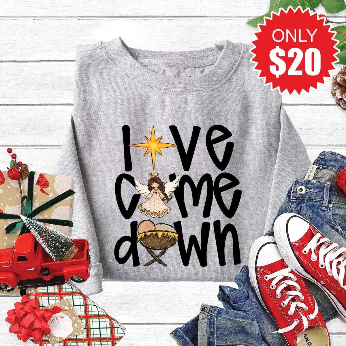 Love Came Down Sweatshirt - Heather Grey - 20 product image 1