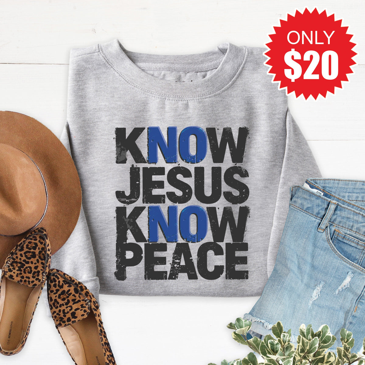 Know Jesus Sweatshirt - Heather Grey - 20 product image 1