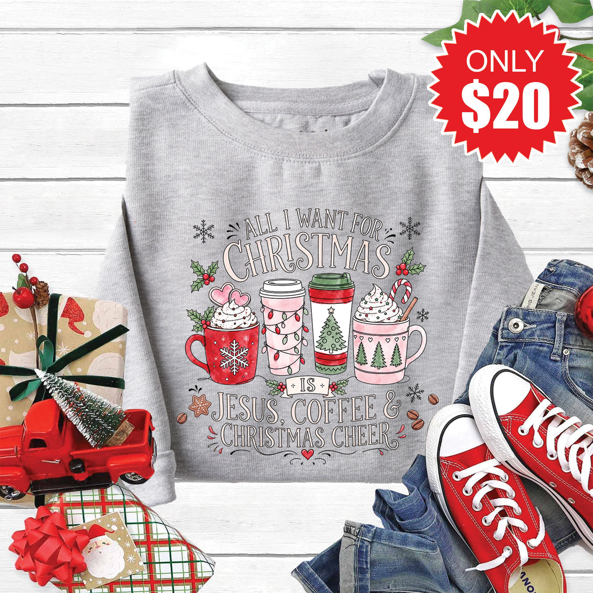All I Want for Christmas Sweatshirt - Heather Grey - 20 product image 1