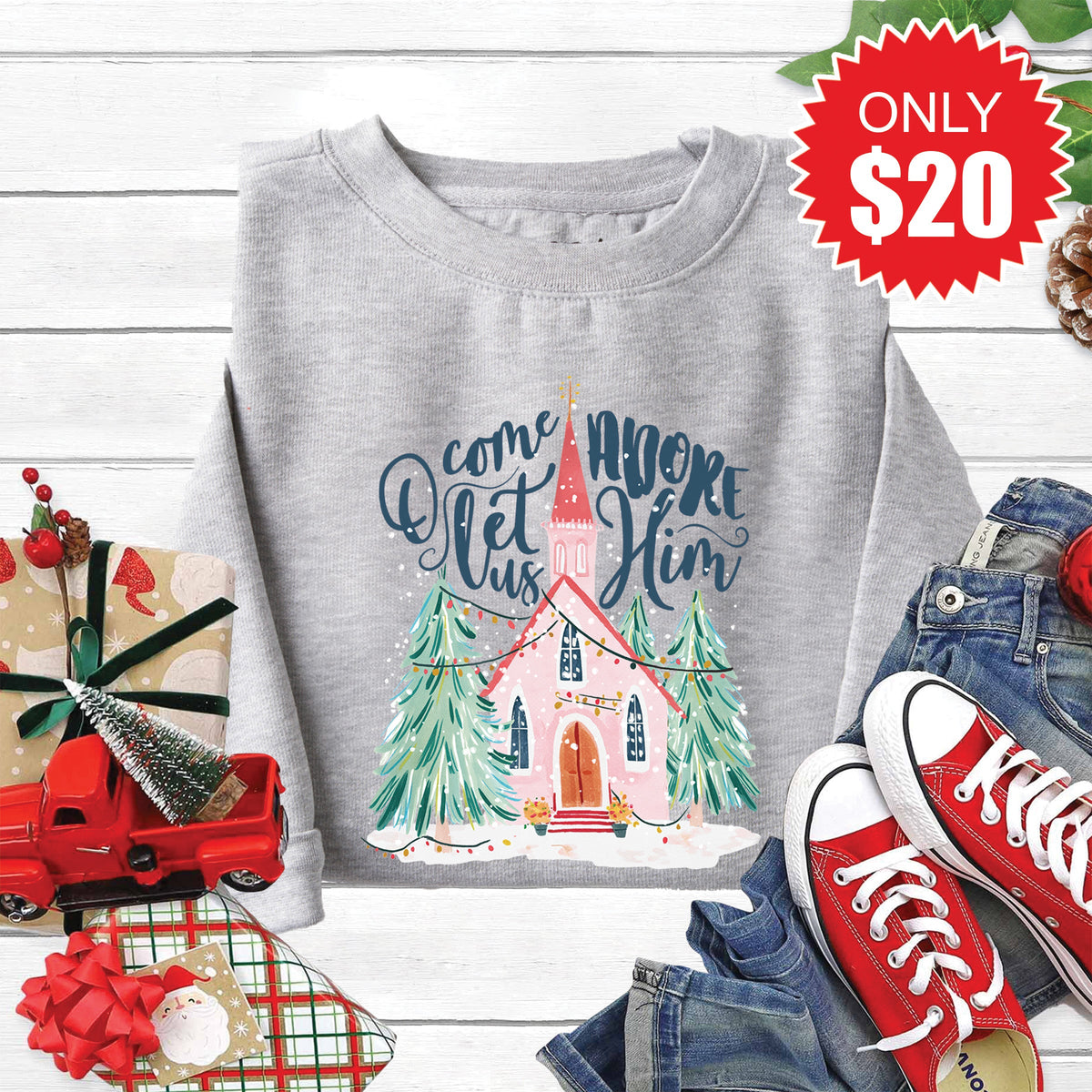 O Come Church Sweatshirt - Heather Grey - 20 product image 1
