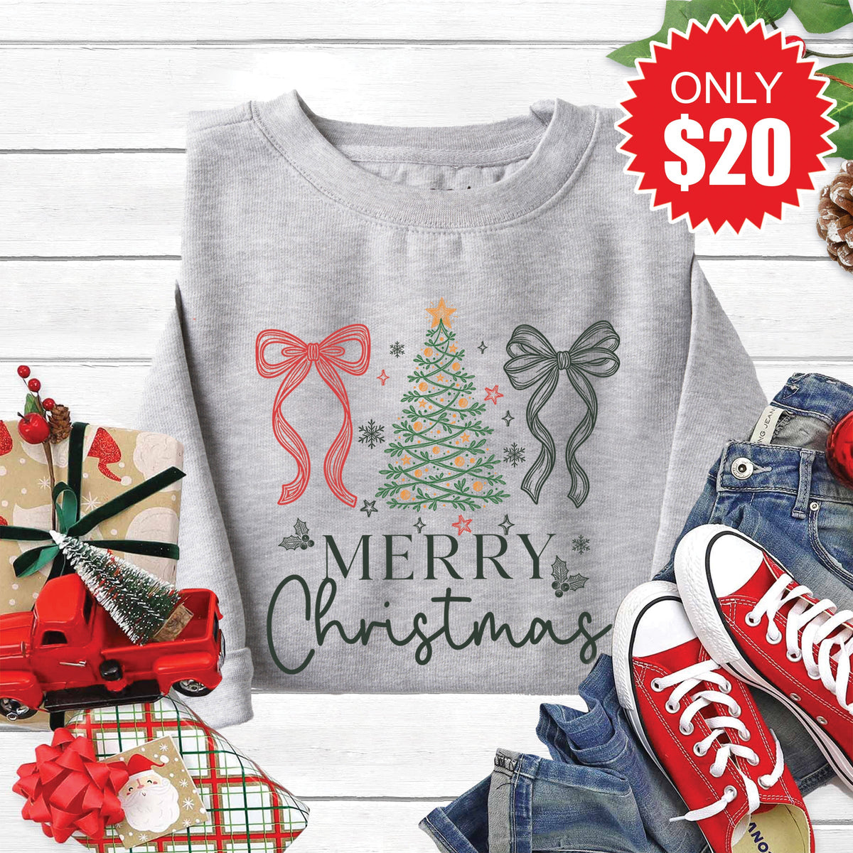 Merry Christmas Sweatshirt - Heather Grey - 20 product image 1