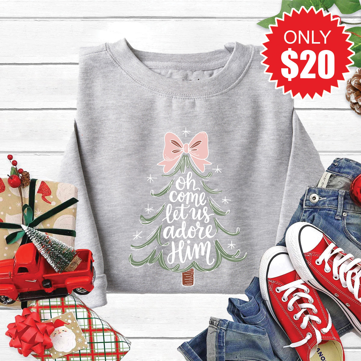 Let Us Adore Him Sweatshirt - Heather Grey - 20 product image 1