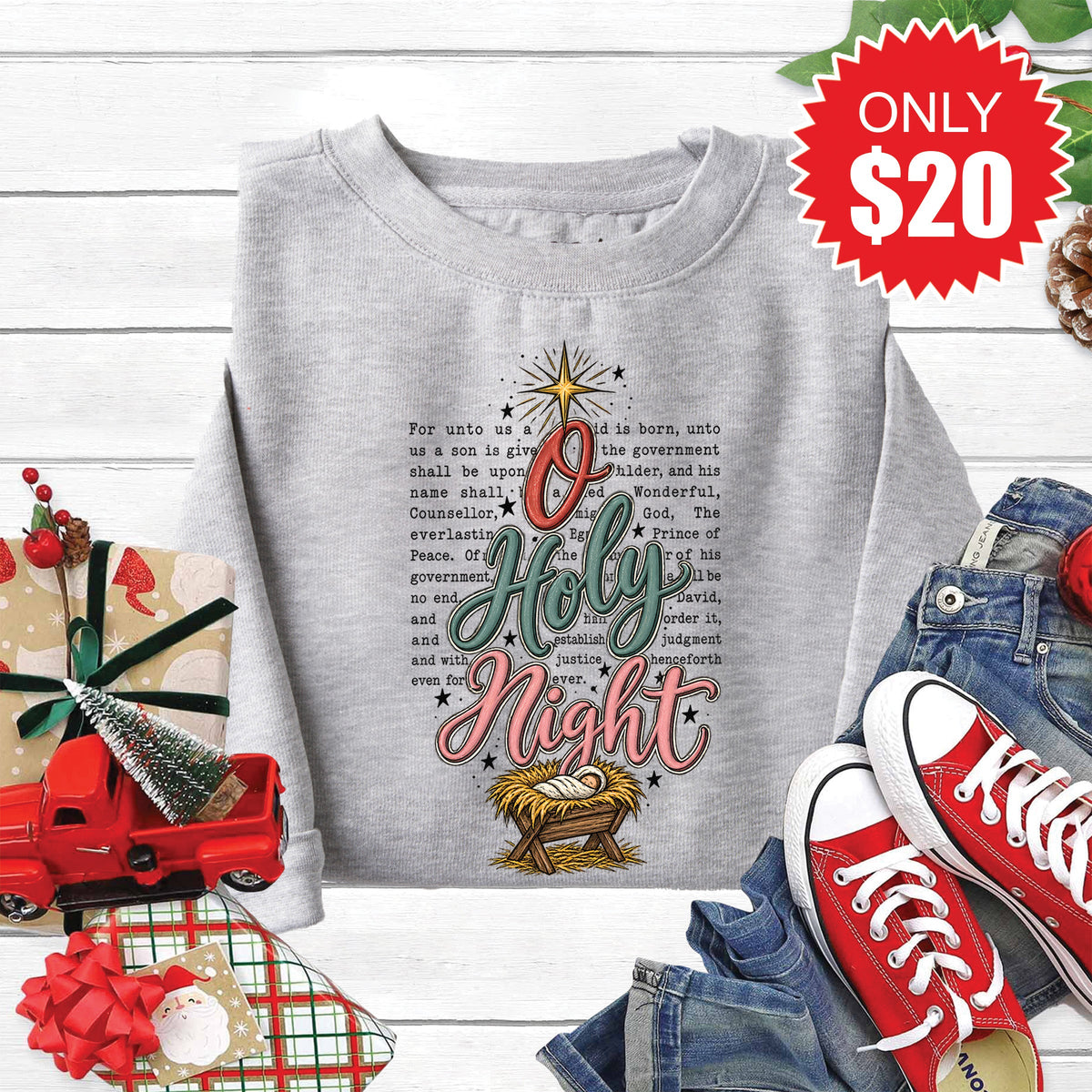 Holy Night Sweatshirt - Heather Grey - 20 product image 1