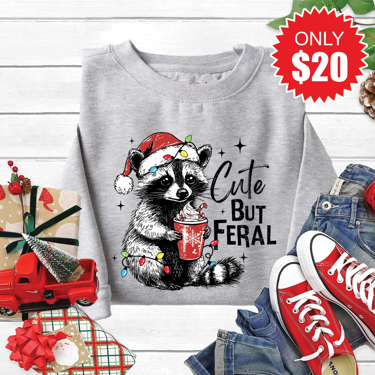 Cute But Feral Sweatshirt - Heather Grey - 20 product image 1