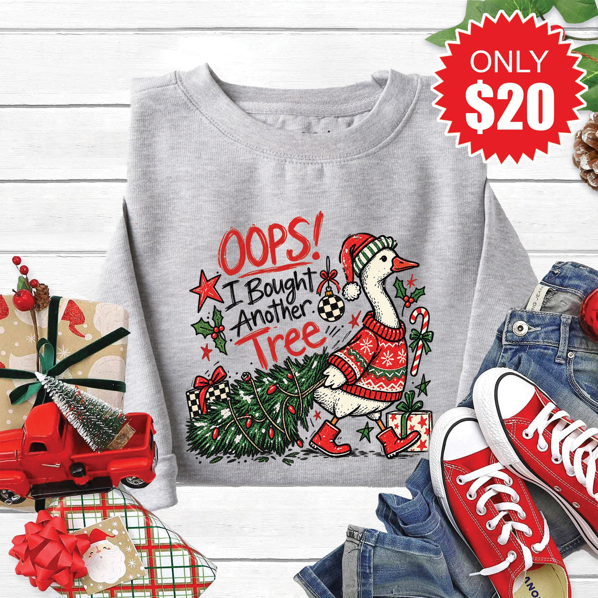 Oops Goose Sweatshirt - Heather Grey - 20 product image 1