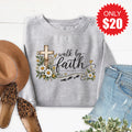Walk By Faith Sweatshirt - Heather Grey - 20 product image 1