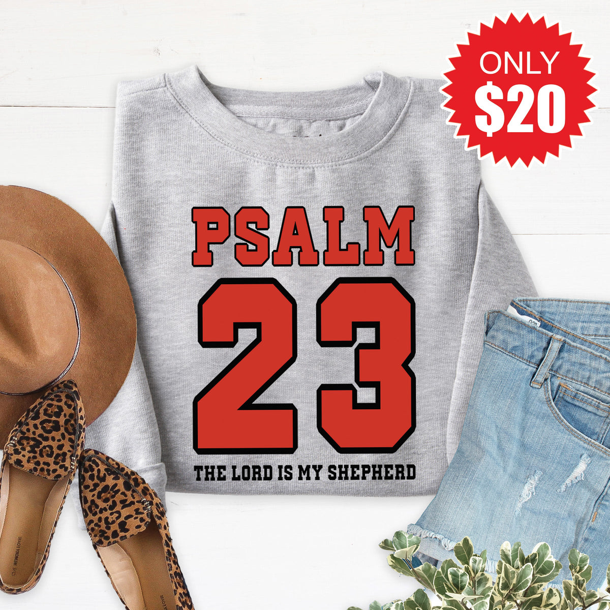 Psalm 23 Sweatshirt - Heather Grey - 20 product image 1