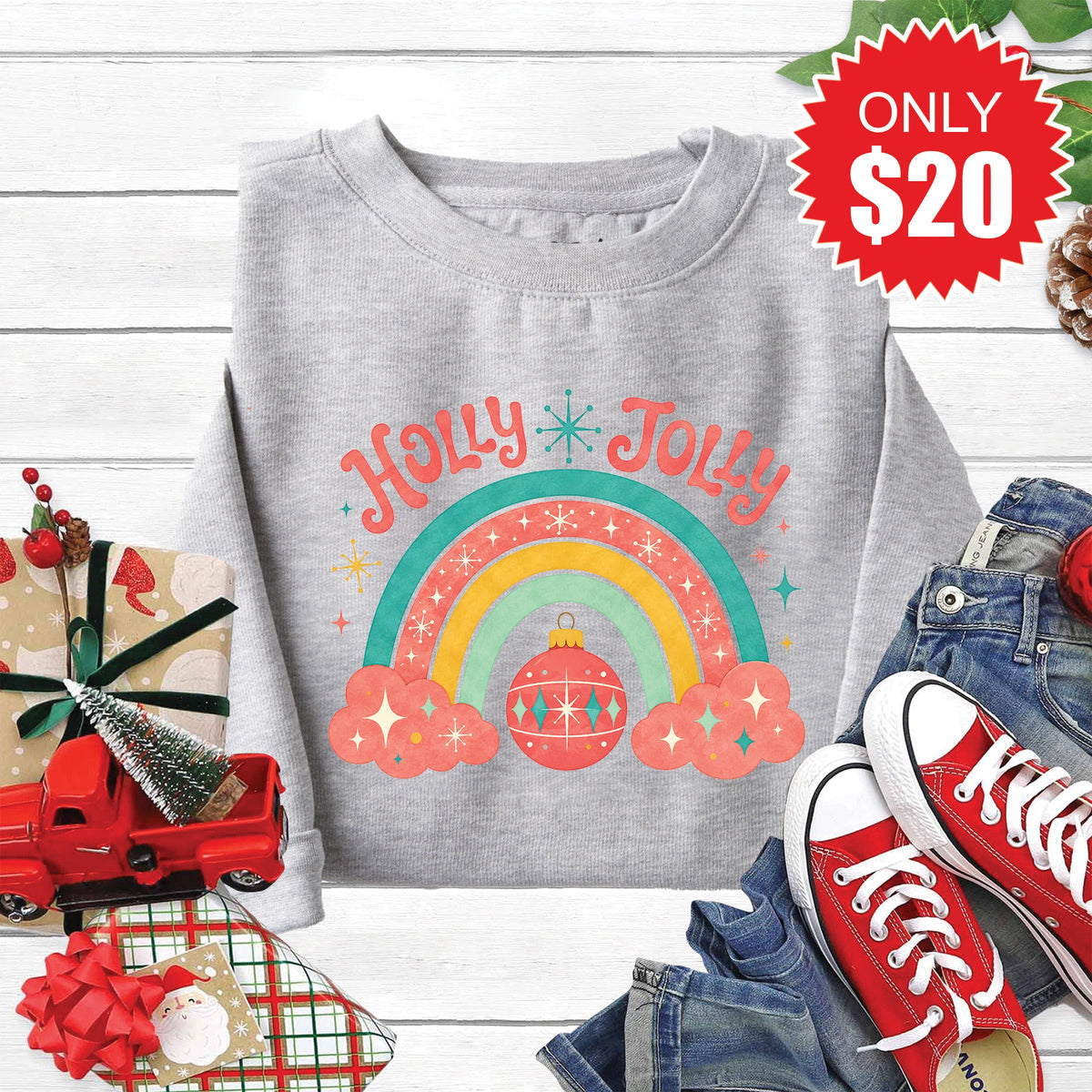 Holly Jolly Sweatshirt - Heather Grey - 20 product image 1