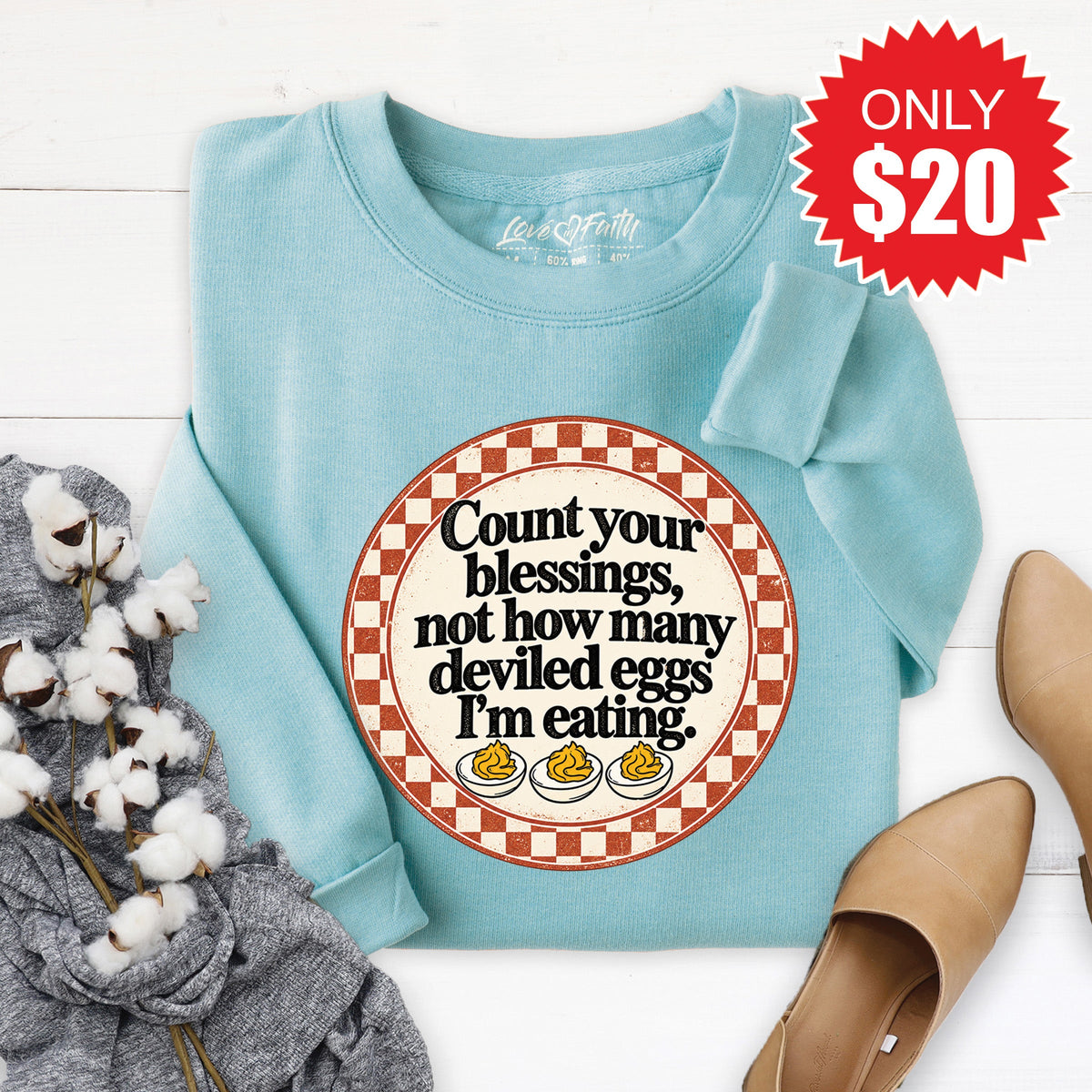 Count Your Blessings Sweatshirt - Heather Lagoon - 20 product image 1