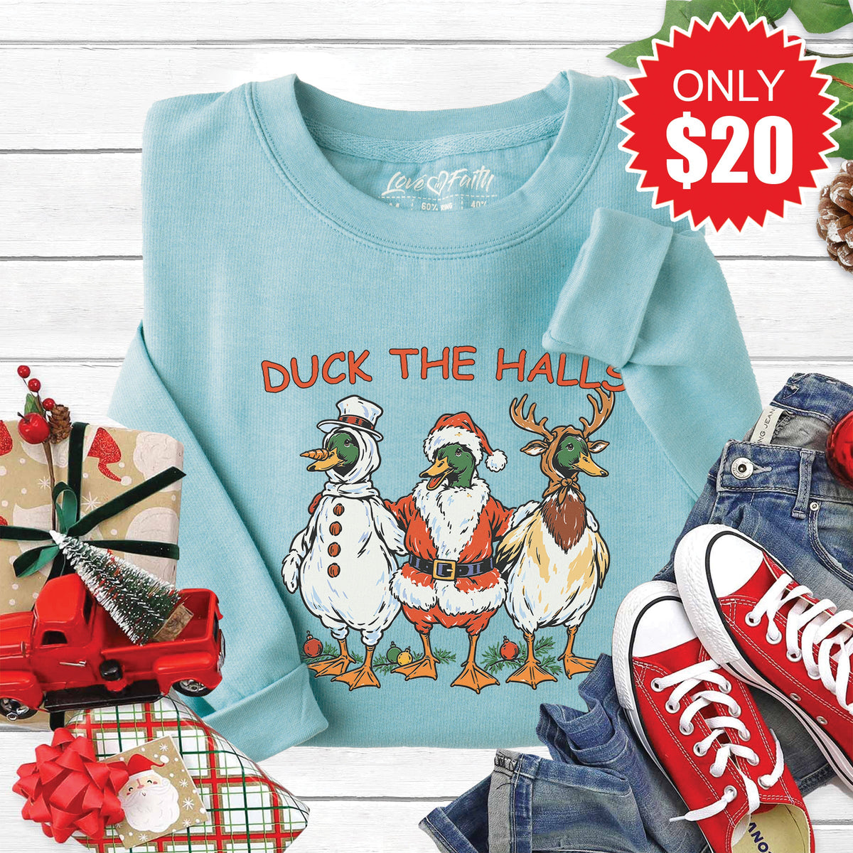 Duck The Halls Sweatshirt - Heather Lagoon - 20 product image 1