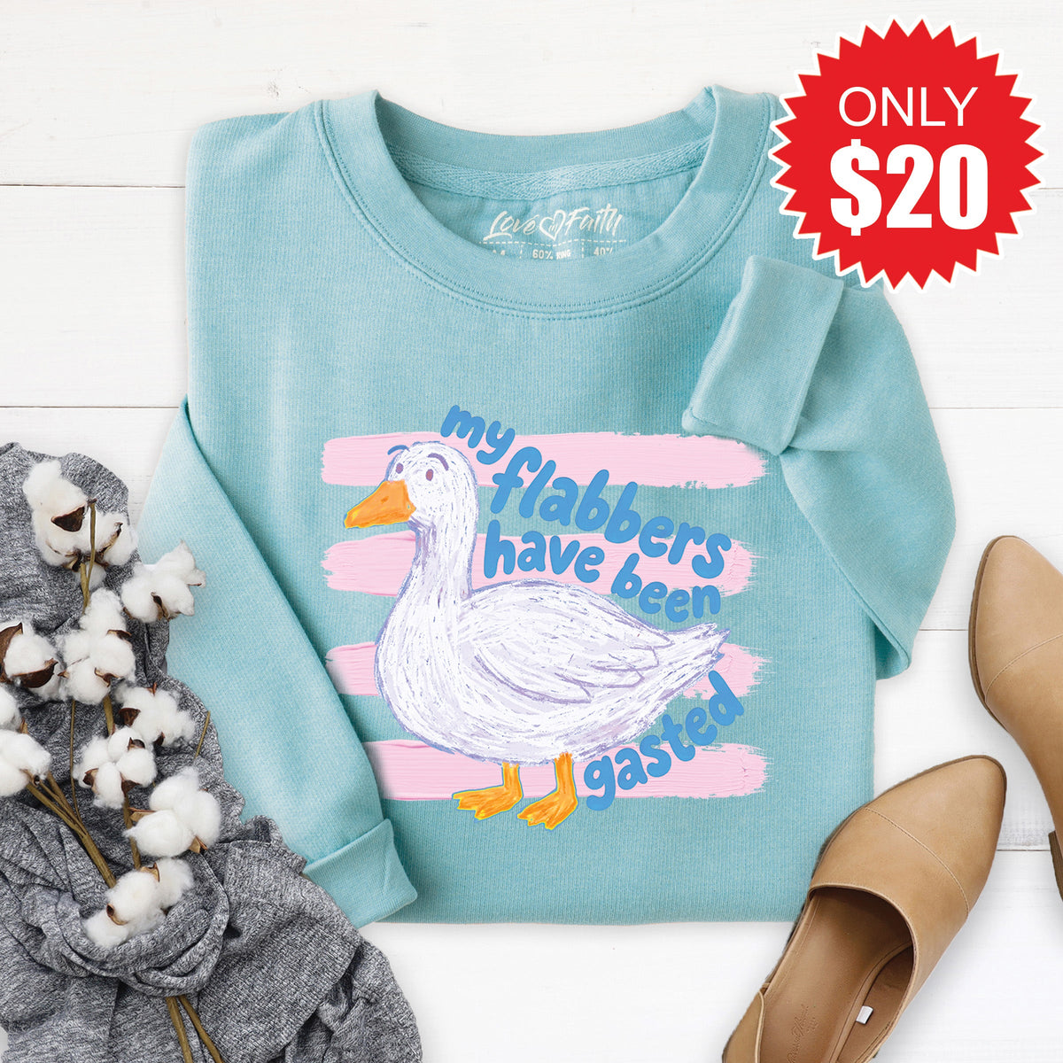 Flabbers Have Been Gasted Sweatshirt - Heather Lagoon - 20 product image 1