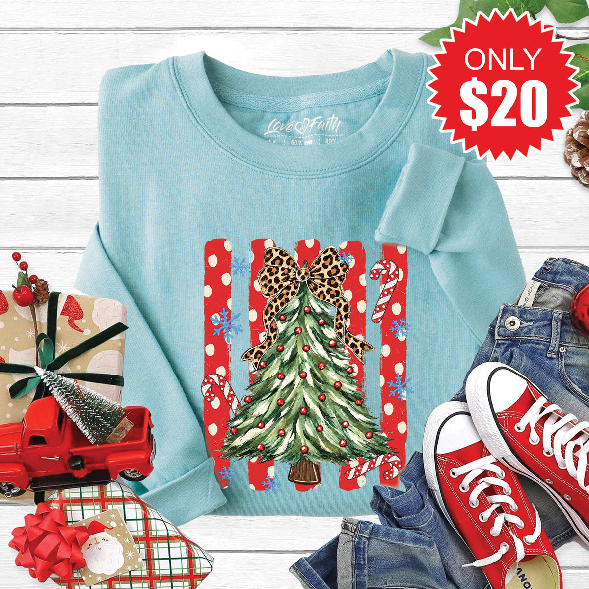 Christmas Tree Sweatshirt - Heather Lagoon - 20 product image 1
