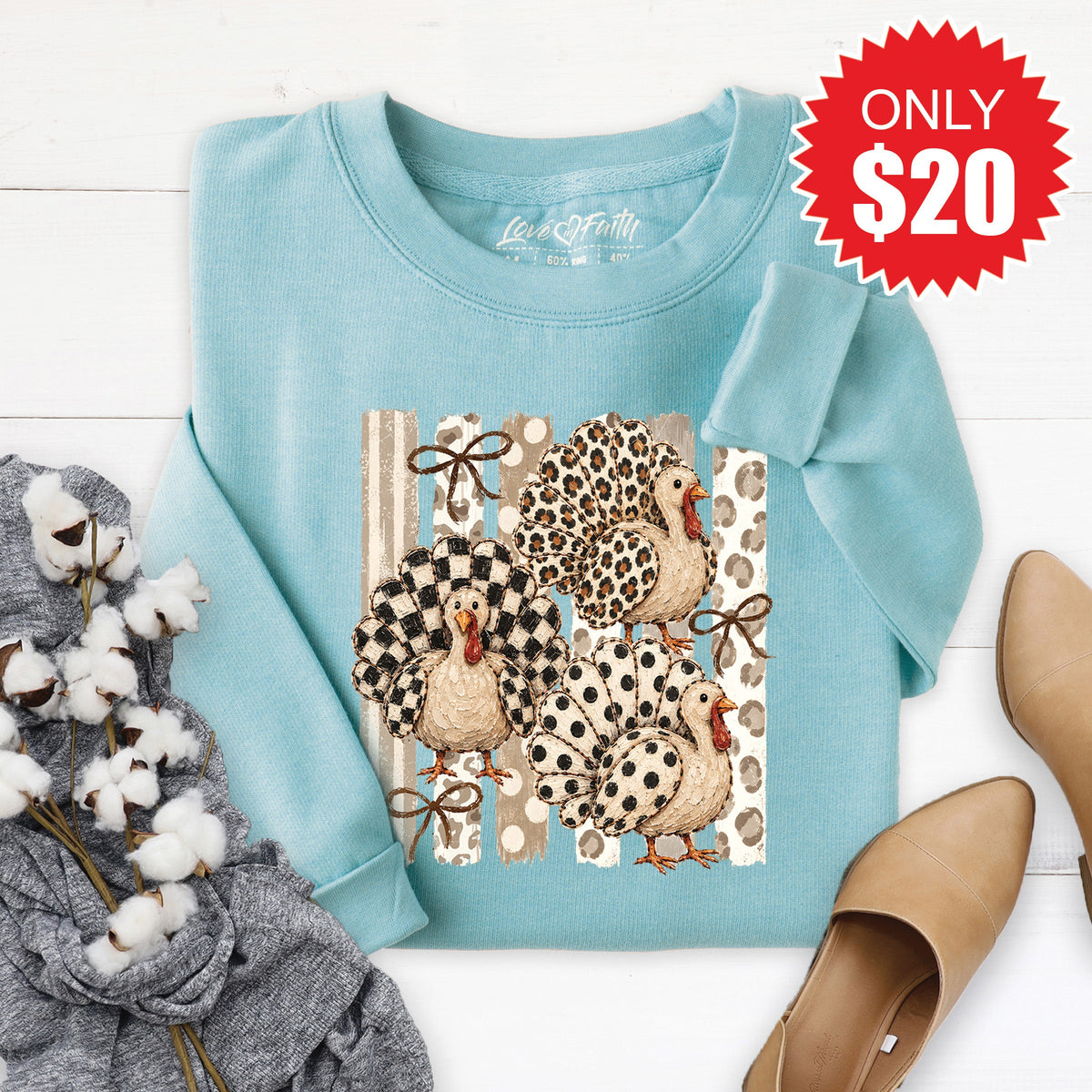 Turkey Sweatshirt - Heather Lagoon - 20 product image 1