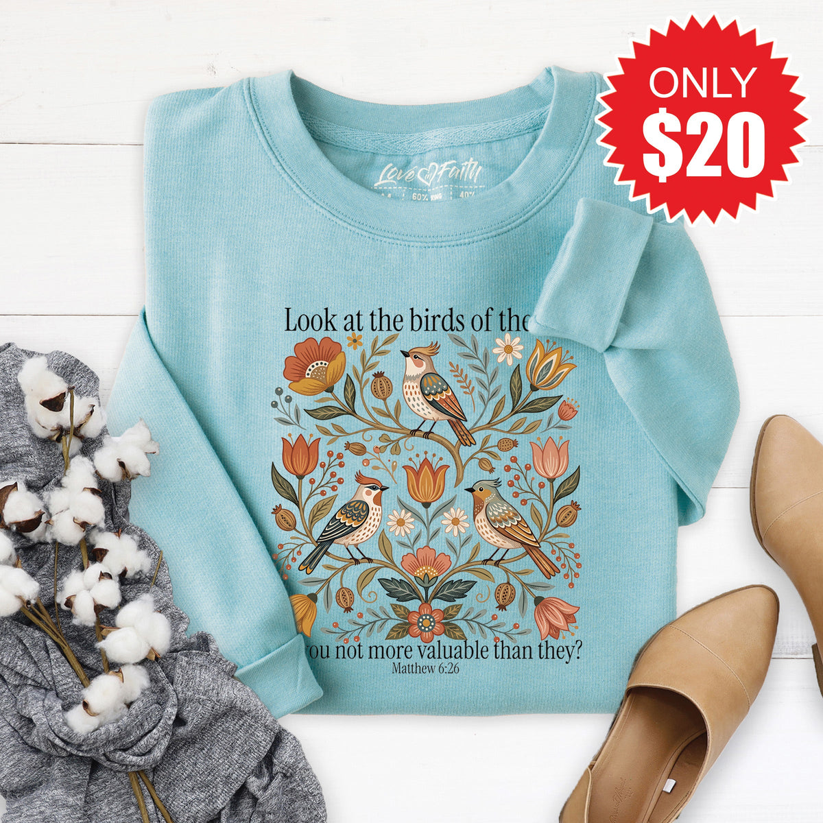 Look At The Birds Sweatshirt - Heather Lagoon - 20 product image 1
