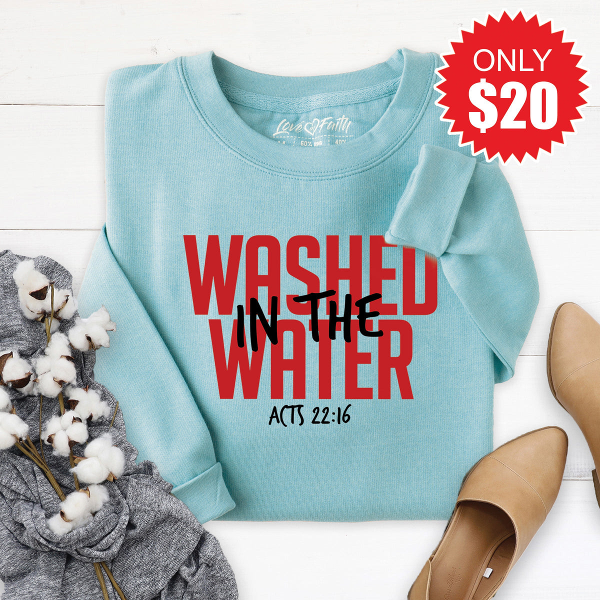 Washed In The Water Sweatshirt - Heather Lagoon - 20 product image 1