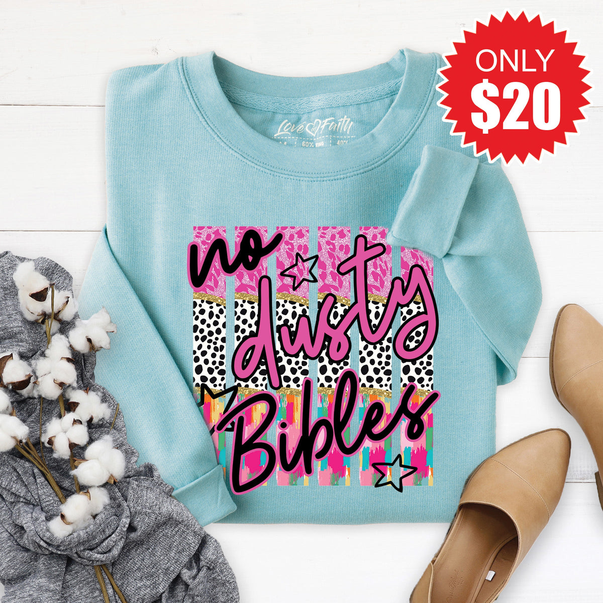 No Dusty Bibles Sweatshirt - Heather Lagoon - 20 product image 1