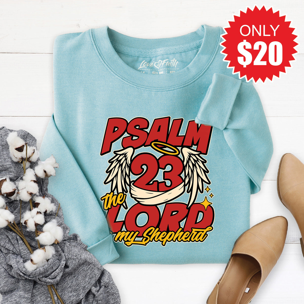 Psalm 23 Sweatshirt - Heather Lagoon - 20 product image 1