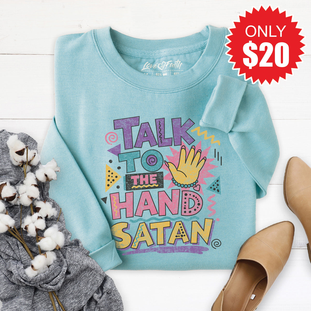 Talk to the Hand Sweatshirt - Heather Lagoon - 20 product image 1