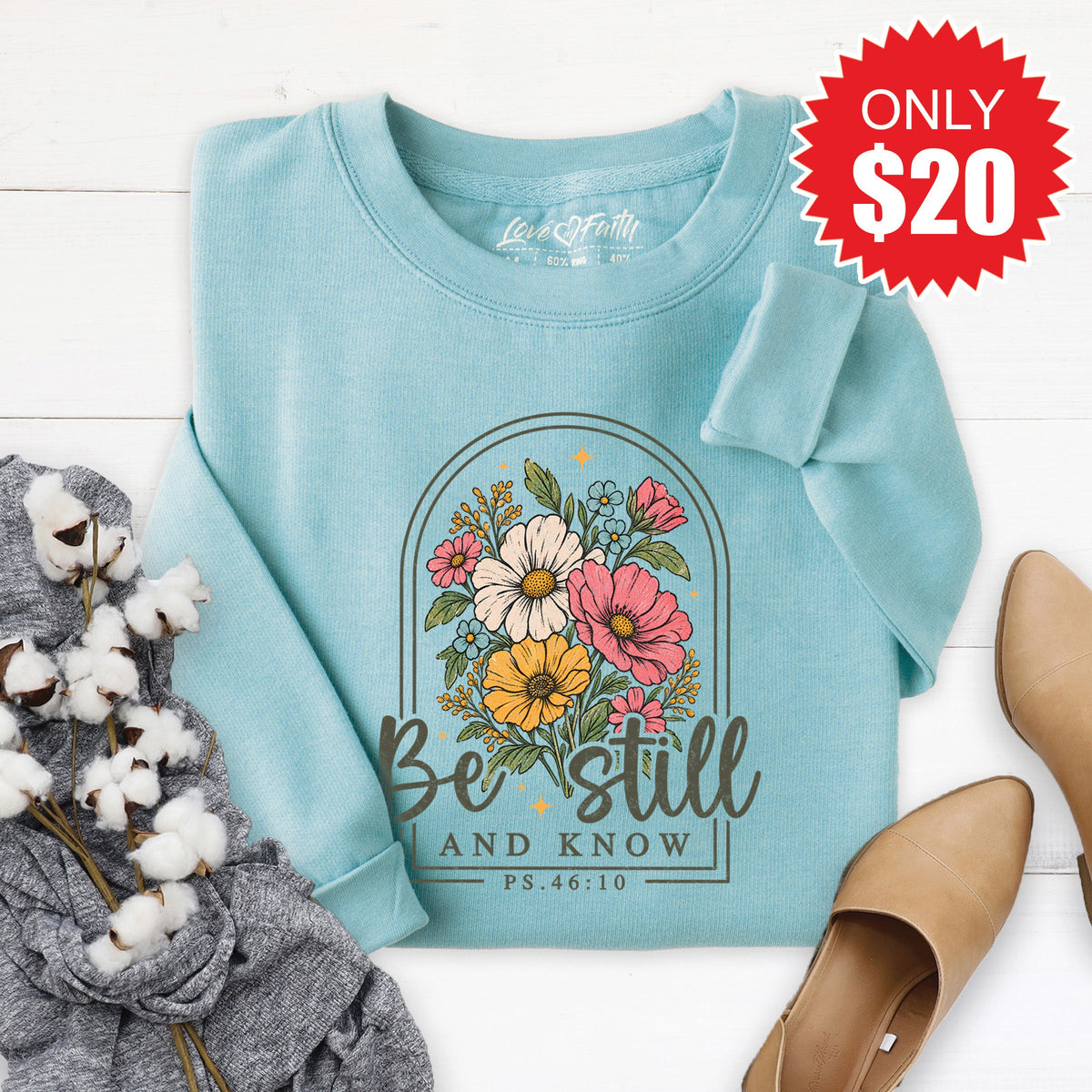 Be Still And Know Sweatshirt - Heather Lagoon - 20 product image 1